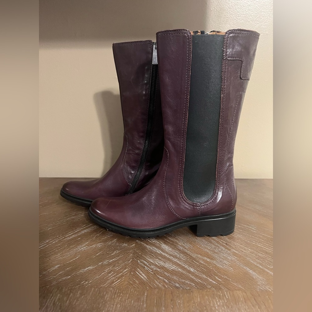 Hunter Darby Mid Calf Very Berry Leather Boots Italy Sz 5 - Picture 3 of 8